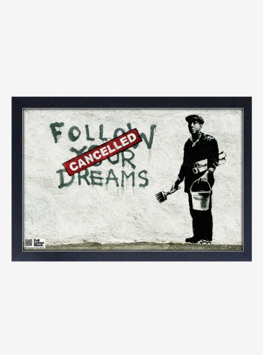 Decor * | Banksy Follow Your Dreams Landscape Framed Wood Wall Art Latest Fashion