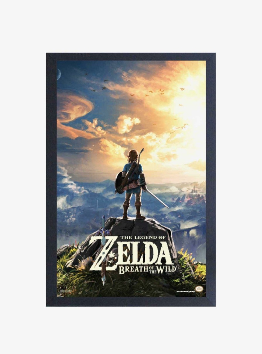 Decor * | Nintendo Legend Of Zelda Breath Of The Wild Hyrule Landscape Framed Wood Wall Art Best Sellers