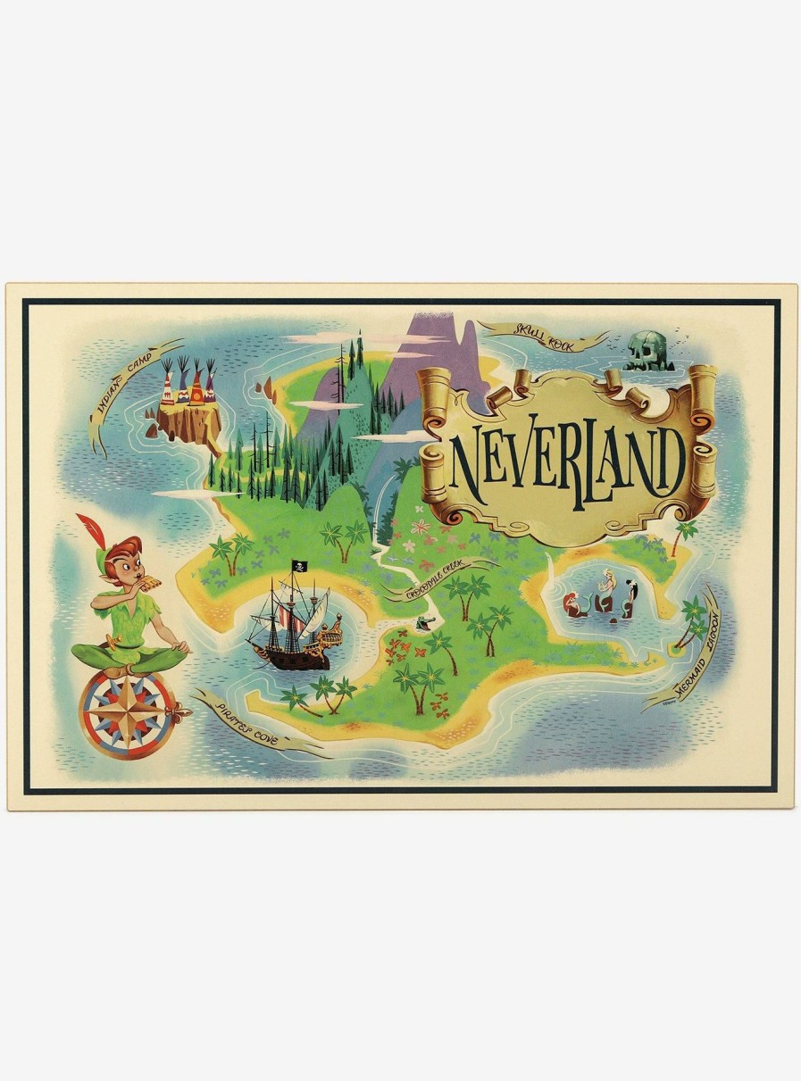 Decor * | Disney Peter Pan Neverland Map Wood Wall Decor Large Choice