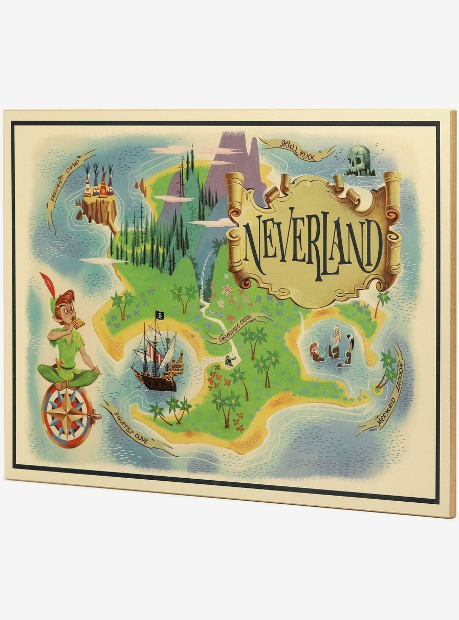 Decor * | Disney Peter Pan Neverland Map Wood Wall Decor Large Choice