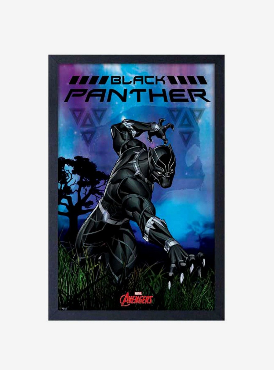 Decor * | Marvel Black Panther Framed Wood Wall Art Best-Selling