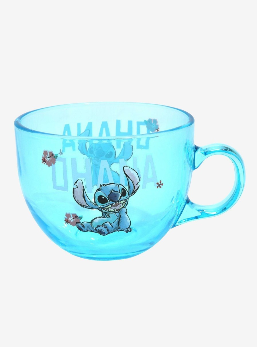 Kitchen * | Disney Lilo & Stitch Ohana Stitch Glass Mug Fire Sale