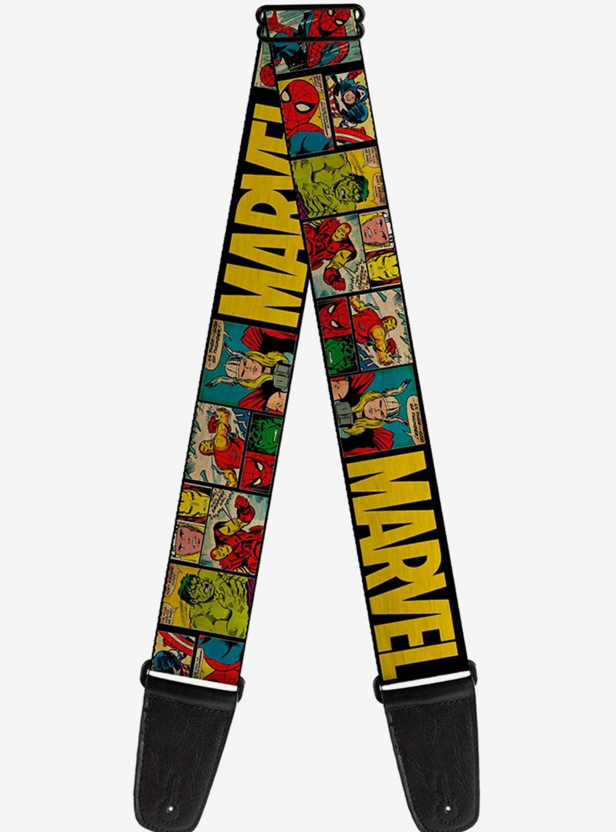 Music * | Marvel Avengers Retro Comic Panels Guitar Strap New Threads