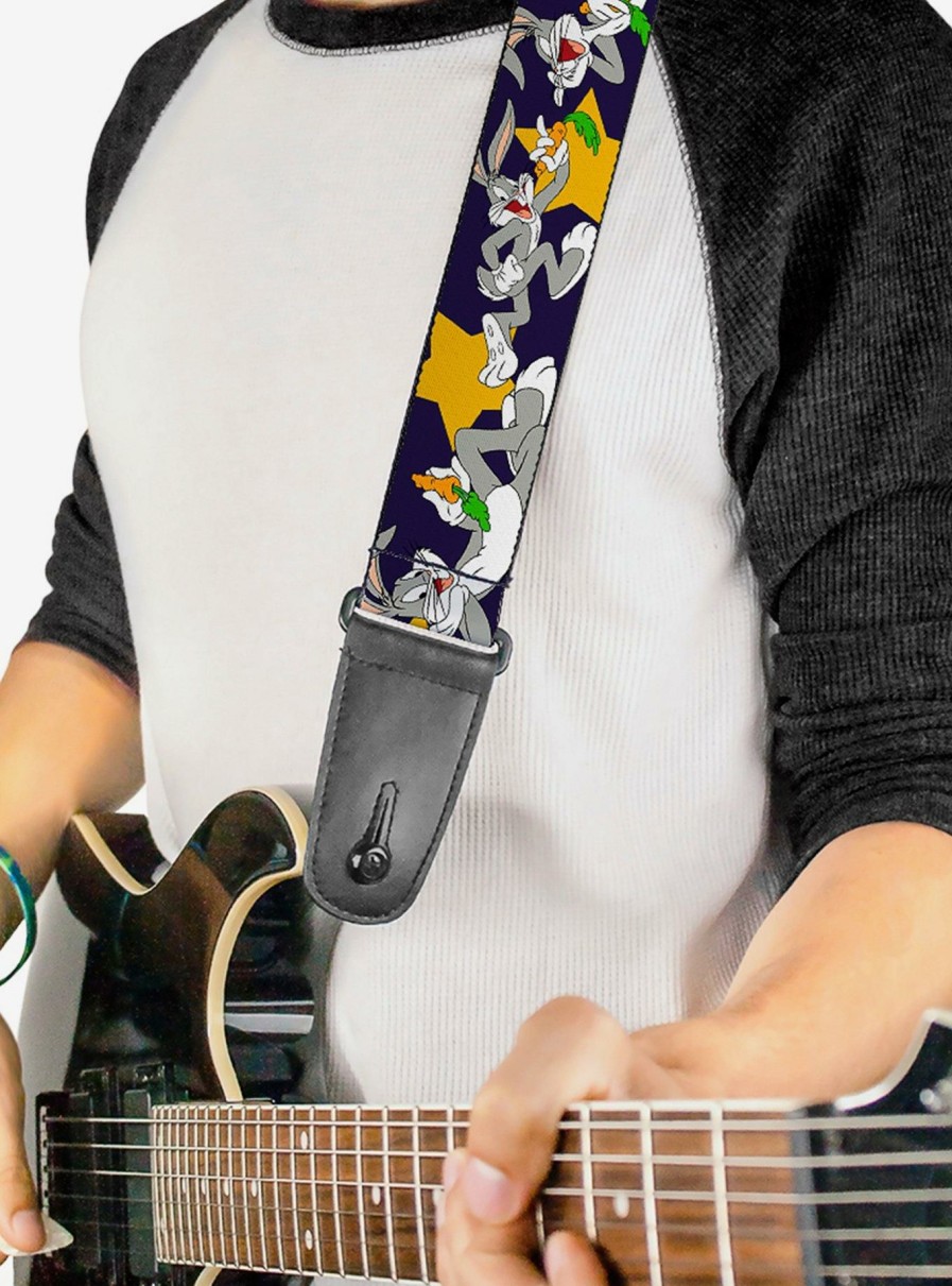 Music * | Looney Tunes Bugs Bunny Poses Stars Guitar Strap Free Delivery