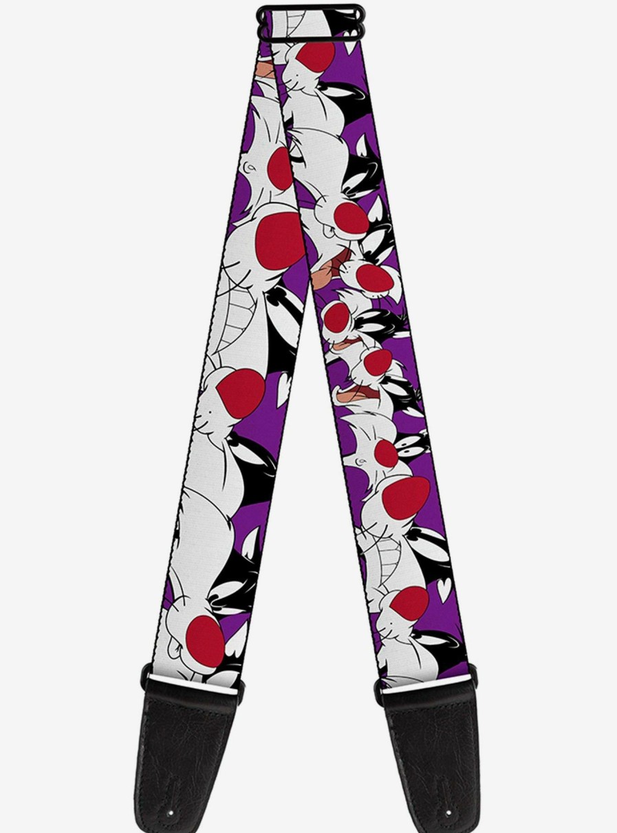 Music * | Looney Tunes Sylvester The Cat Expressions Purple Guitar Strap Sale Online