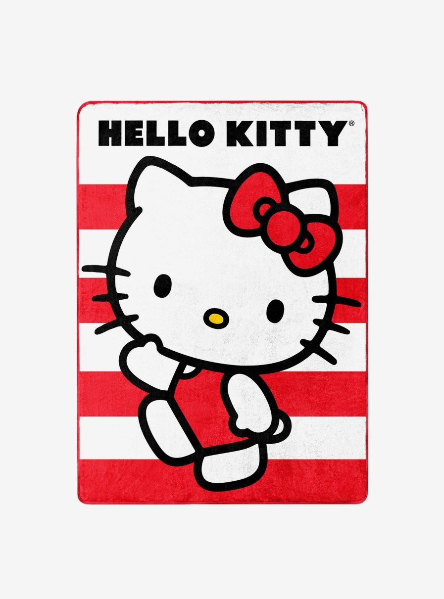 Bedroom * | Hello Kitty Waving Stripes Silk Touch Throw Latest