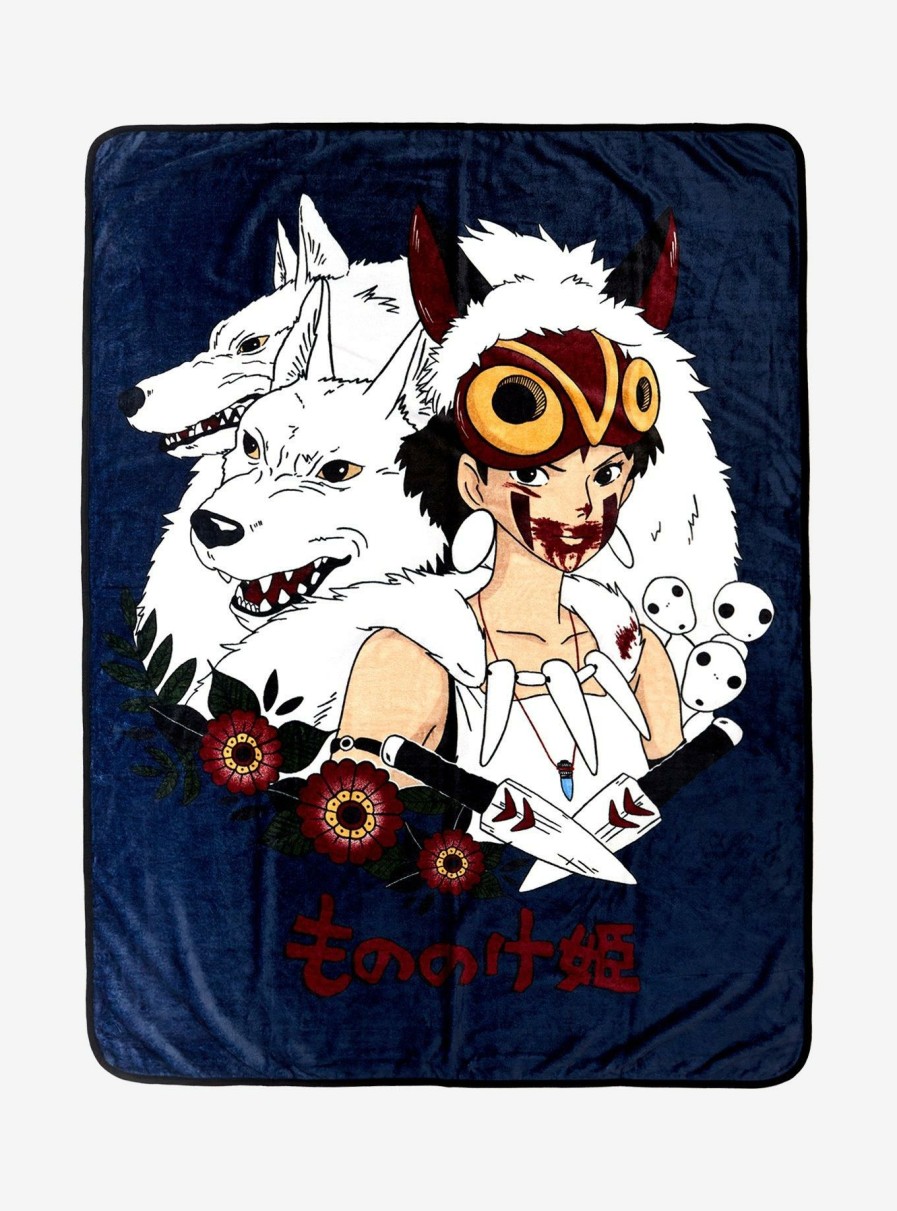 Bedroom * | Our Universe Studio Ghibli Princess Mononoke San & Wolves Throw Boxlunch Exclusive Fire Sale