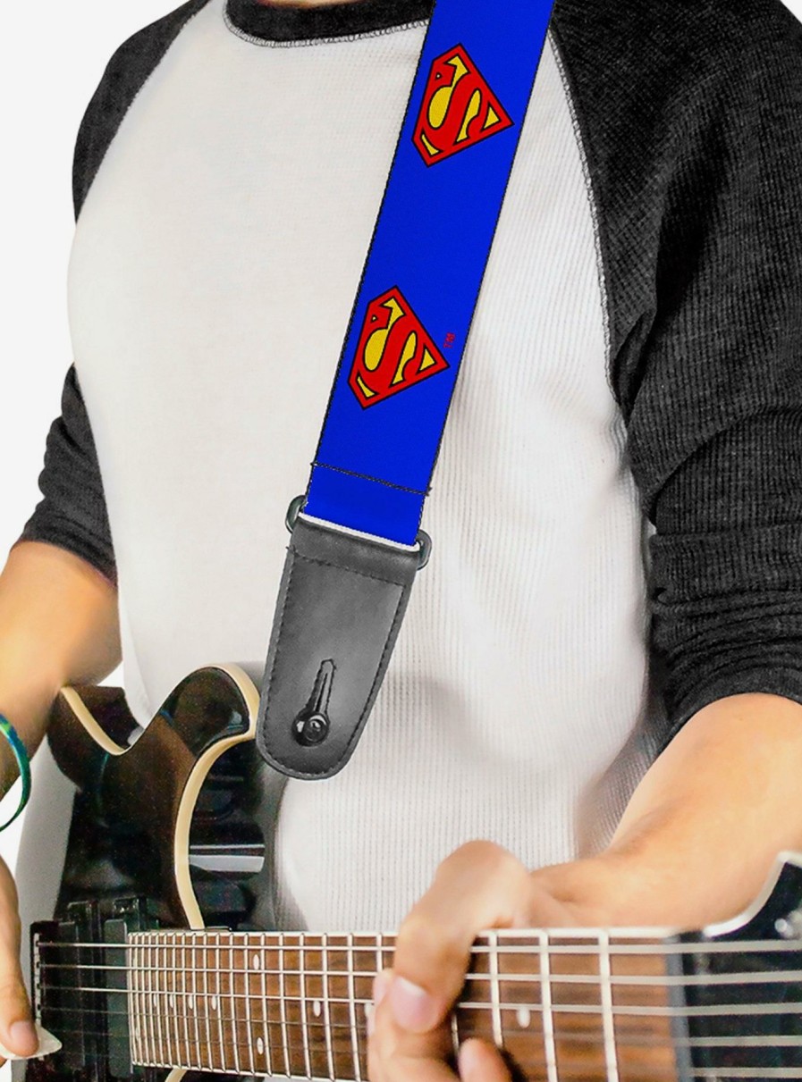 Music * | Dc Comics Superman Shield Blue Guitar Strap Less Expensive