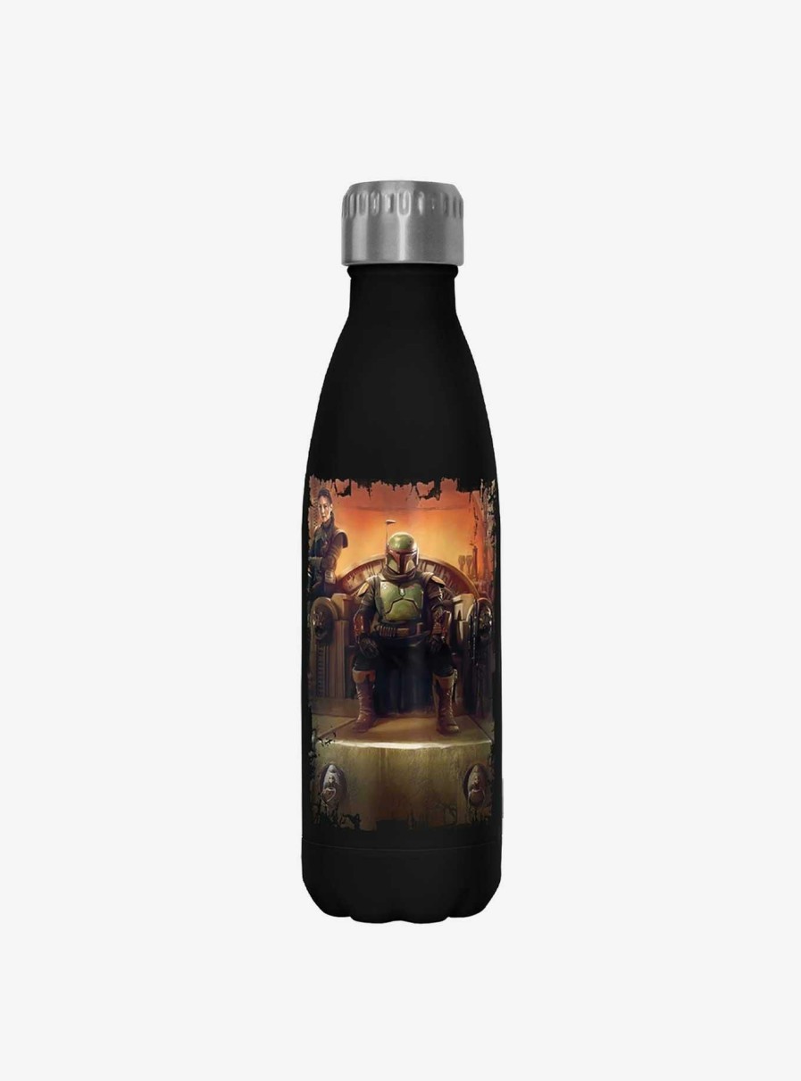 Kitchen * | Star Wars The Book Of Boba Fett Boba Painterly Throne Black Stainless Steel Water Bottle Fire Sale