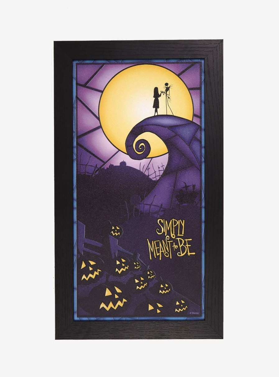 Decor * | Disney The Nightmare Before Christmas Jack Skellington & Sally Stained Glass Sign Large Choice