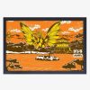 Decor * | Godzilla Ghidorah Water Framed Wood Wall Art Fire Sale