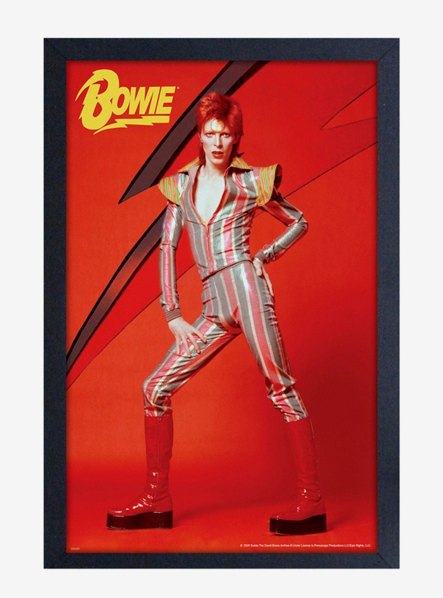 Decor * | David Bowie Lightning Bolt Framed Wood Wall Art Less Expensive