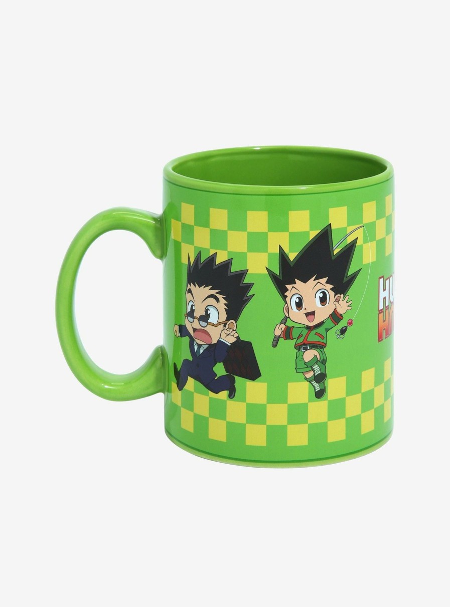 Kitchen * | Hunter X Hunter Chibi Characters Checkered Stripe Mug Latest Fashion