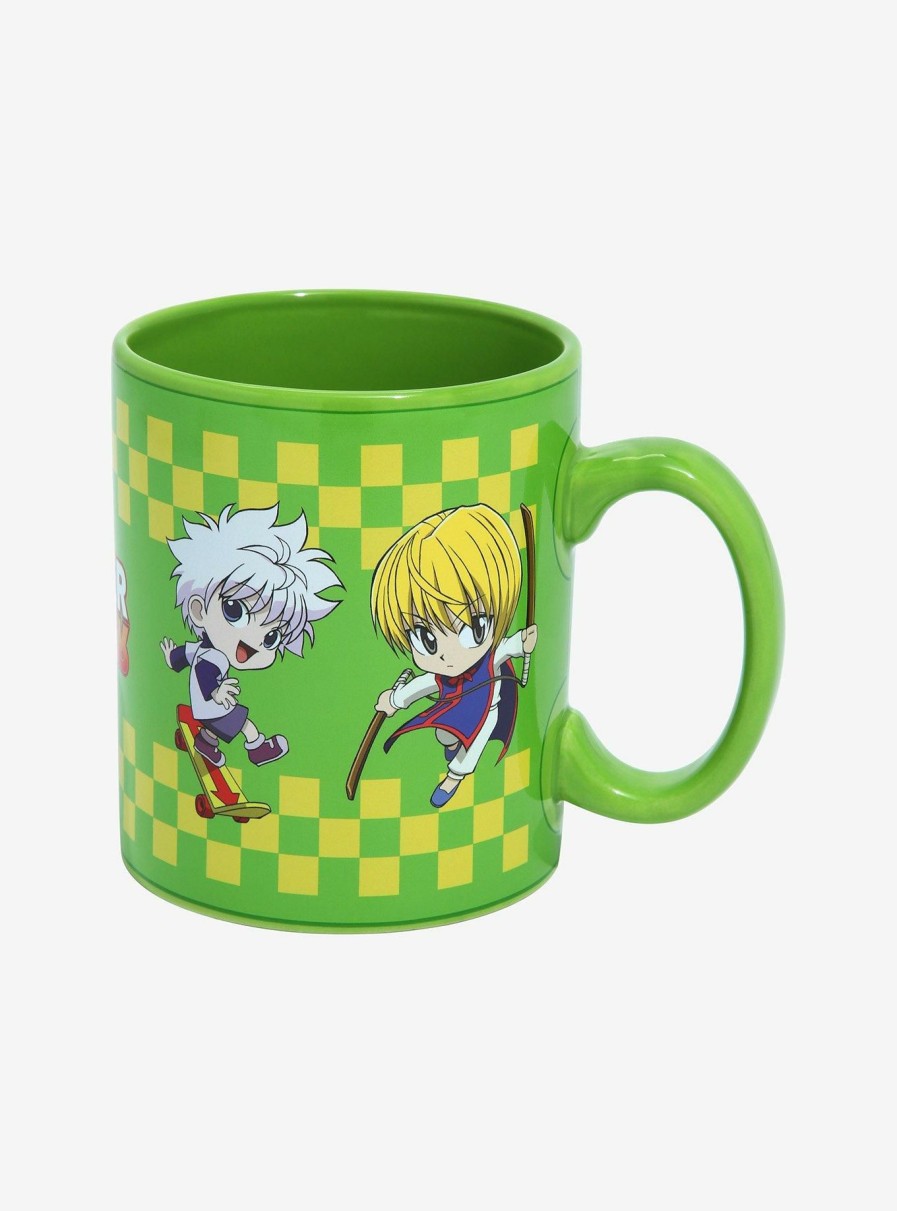 Kitchen * | Hunter X Hunter Chibi Characters Checkered Stripe Mug Latest Fashion