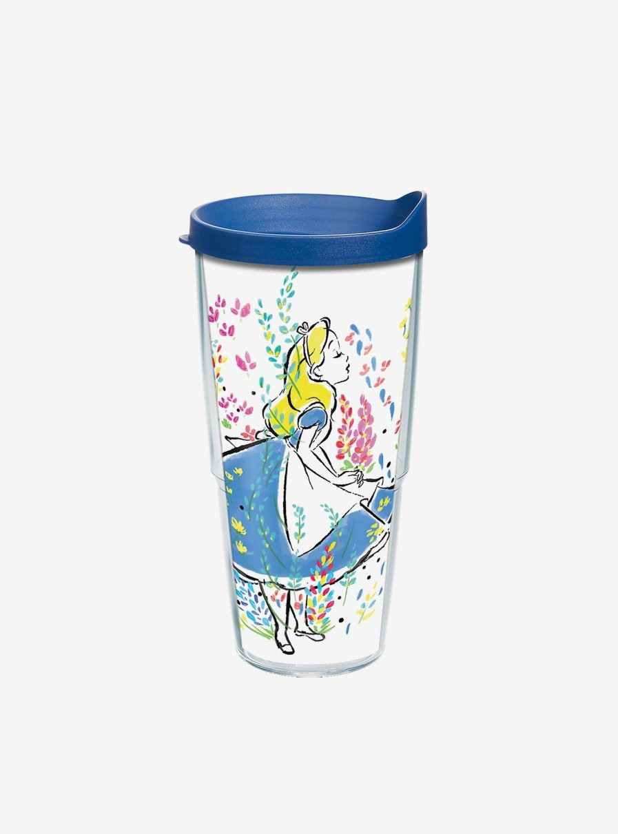 Kitchen * | Disney Alice In Wonderland Floral 24Oz Classic Tumbler With Lid Sale Online