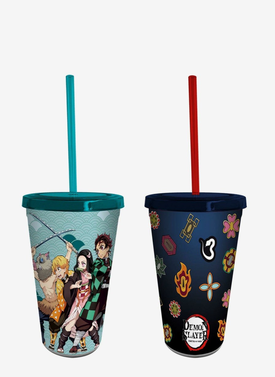 Kitchen * | Demon Slayer: Kimetsu No Yaiba Tumbler With Straw Set Less Expensive