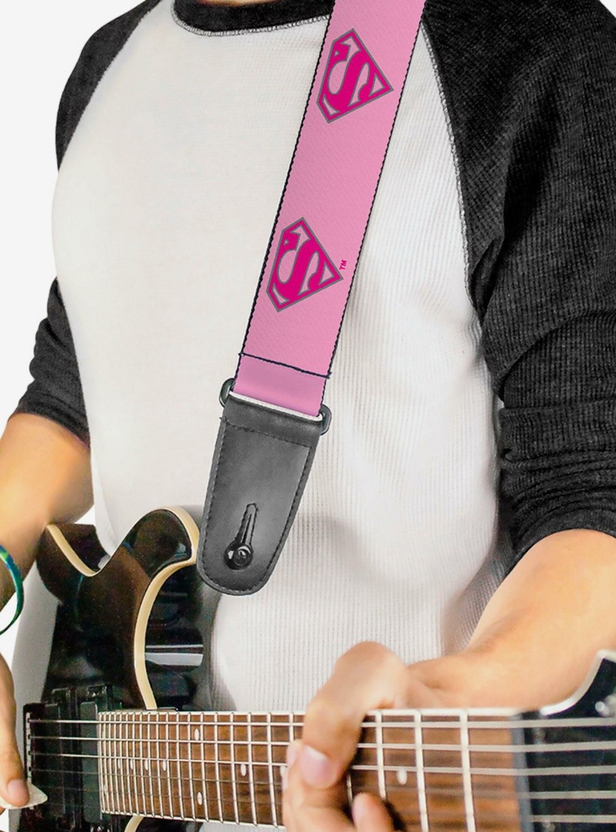 Music * | Dc Comics Superman Shield Pink Guitar Strap Best-Selling