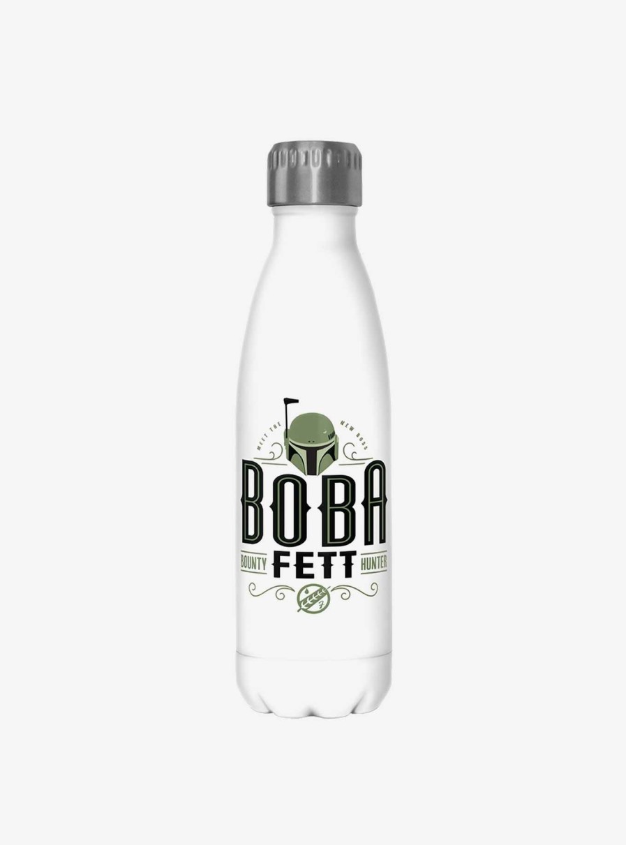 Kitchen * | Star Wars The Book Of Boba Fett Boba Fett Bounty Hunter White Stainless Steel Water Bottle Top Selling