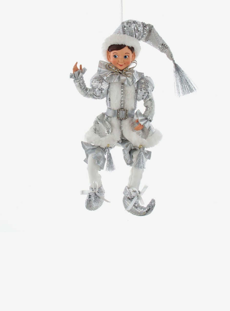 Decor * | Kurt Adler Silver And White Kringle Klaus Elf Ornament Fire Sale