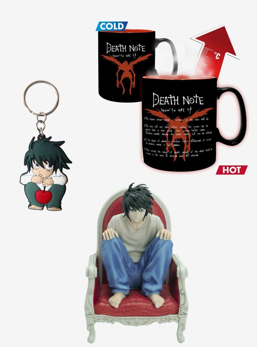 Kitchen * | Death Note L Mug, Figure, And Keychain Bundle Fire Sale