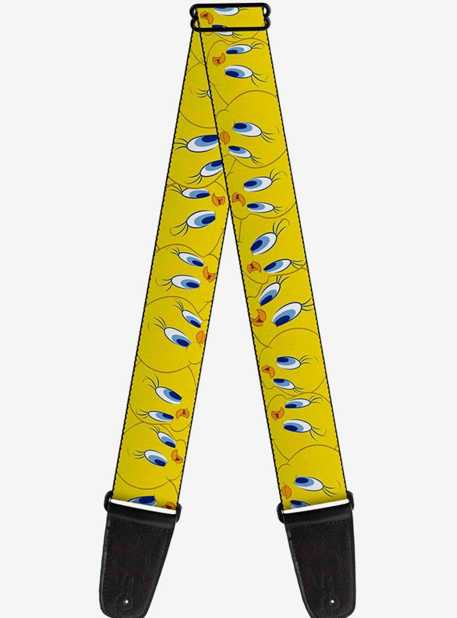 Music * | Looney Tunes Tweety Bird Expressions Yellow Guitar Strap Bargain Sale