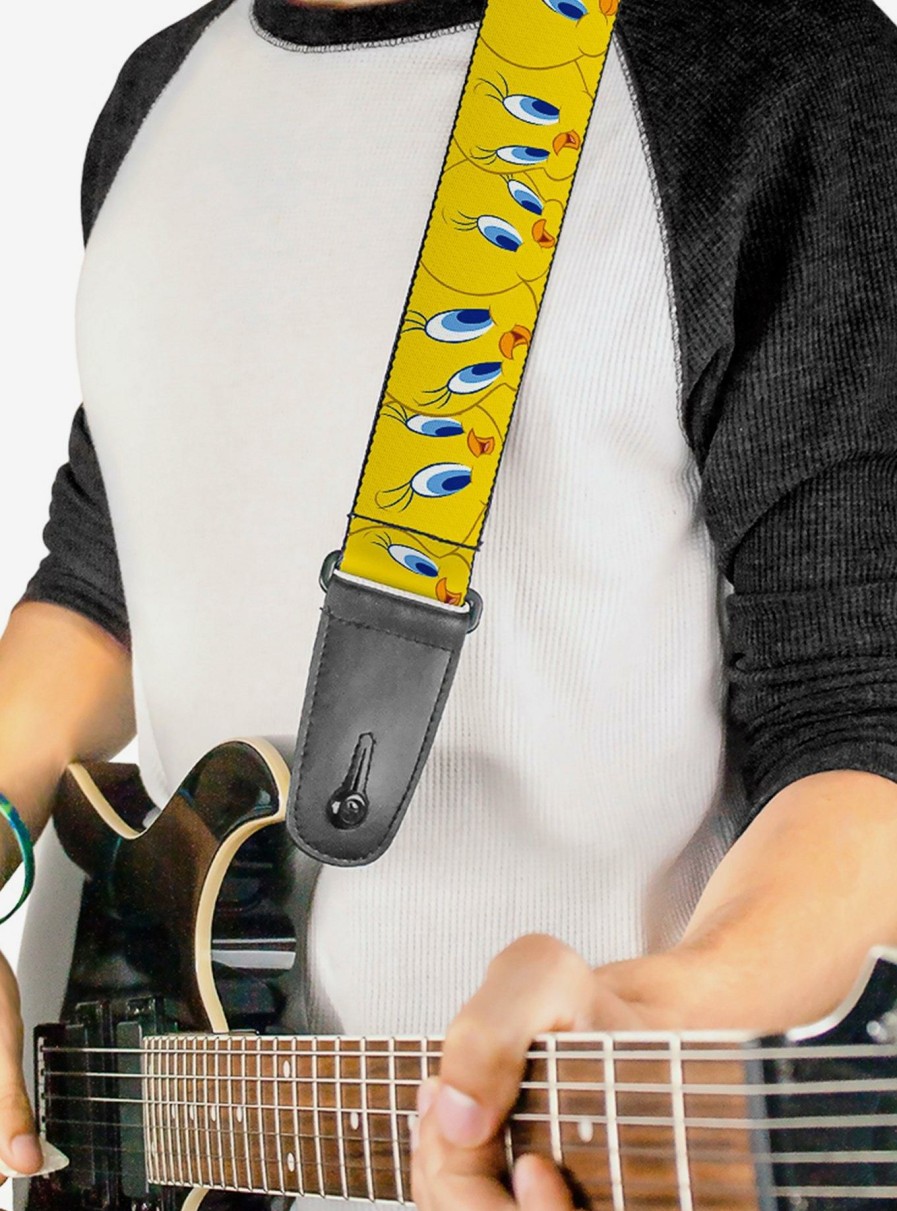 Music * | Looney Tunes Tweety Bird Expressions Yellow Guitar Strap Bargain Sale