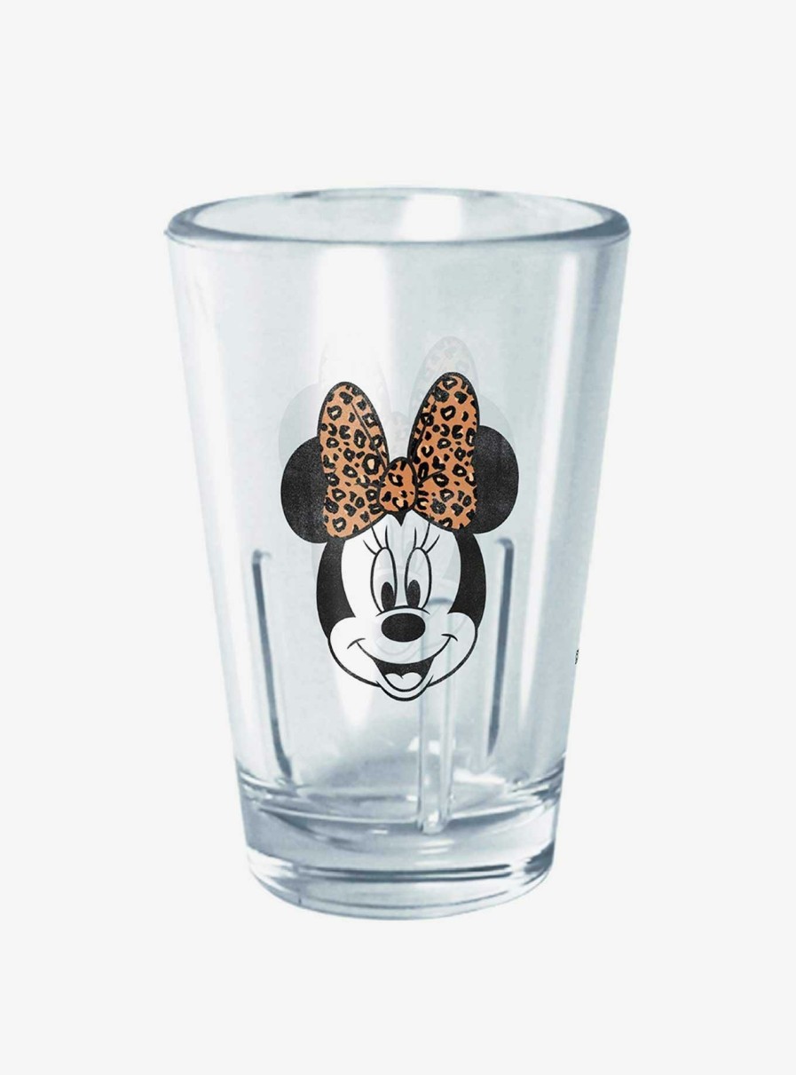 Kitchen * | Disney Mickey Mouse Minnie Leopard Bow Mini Glass Top Selling