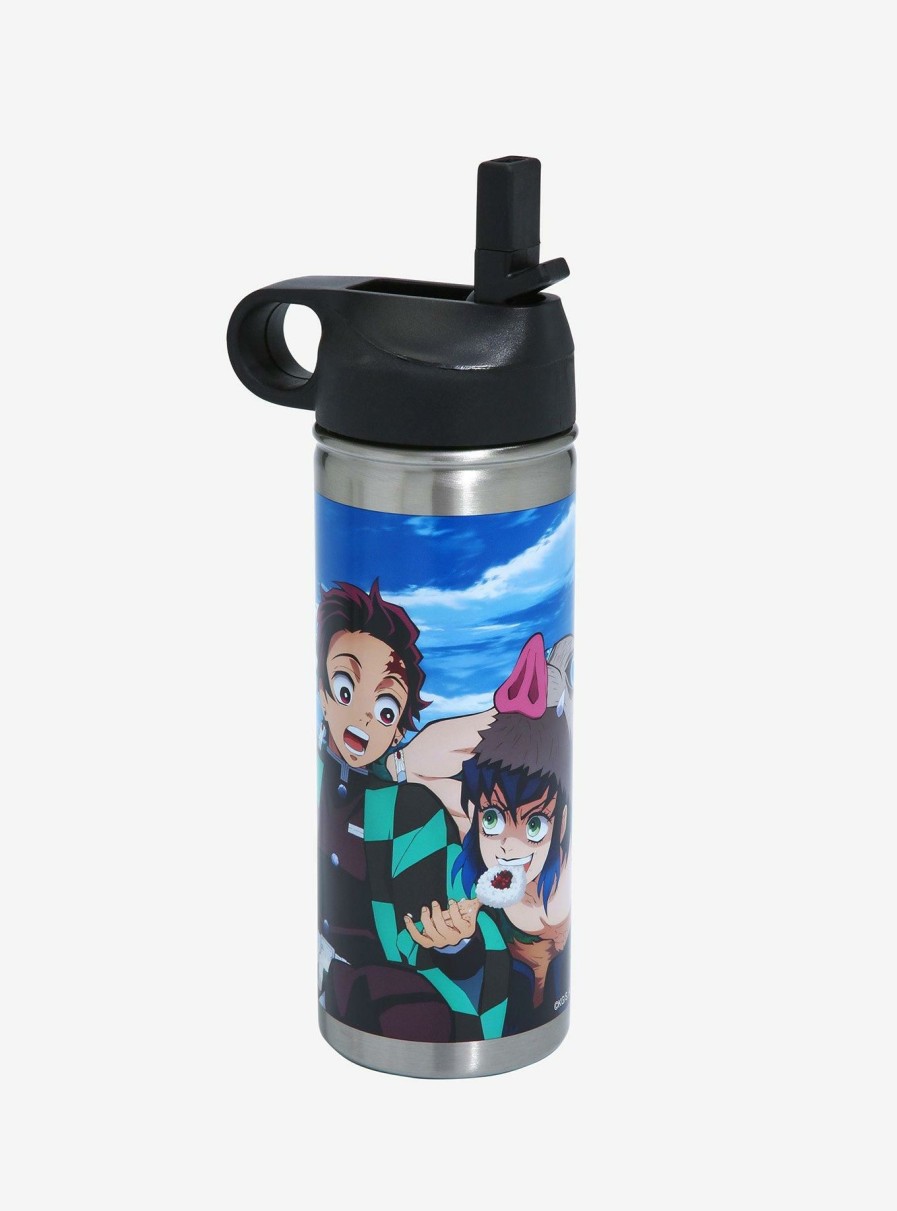 Kitchen * | Demon Slayer: Kimetsu No Yaiba Mealtime Group Portrait Water Bottle Latest Fashion