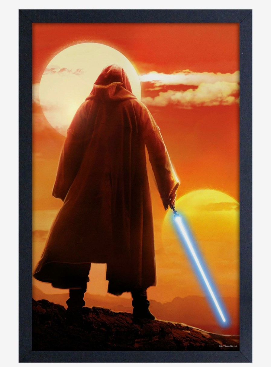 Decor * | Star Wars Obi-Wan Sunset Saber Framed Wood Poster New Threads