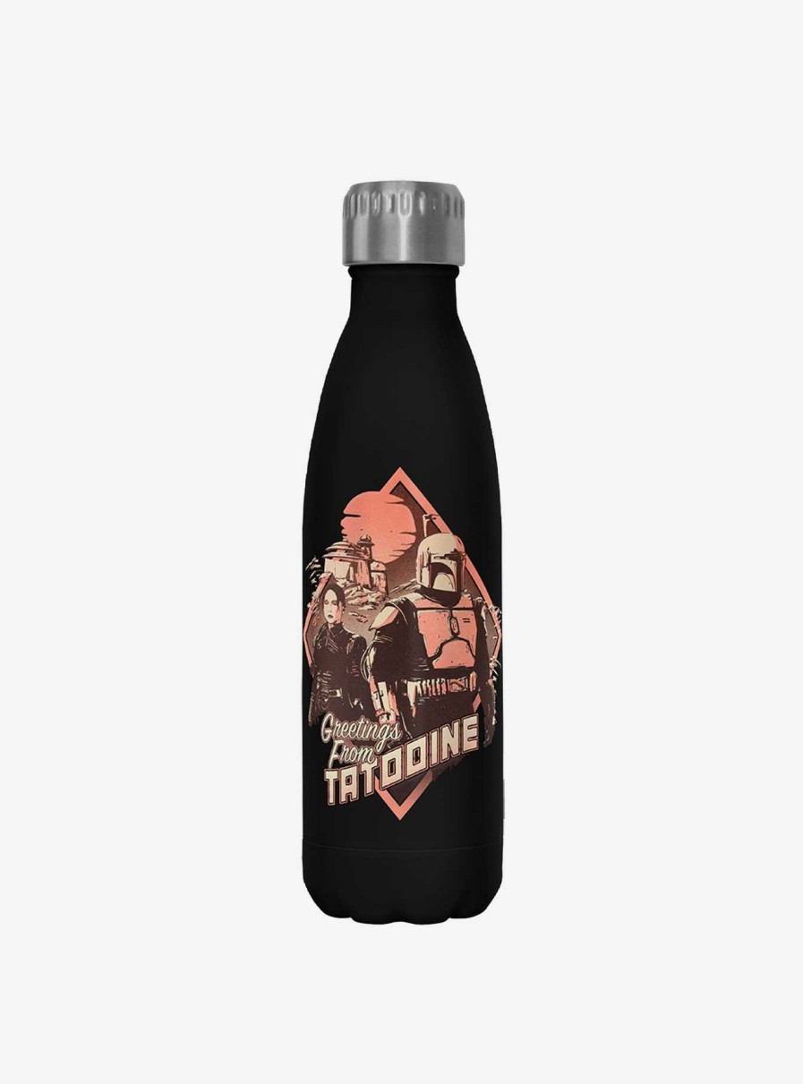 Kitchen * | Star Wars The Book Of Boba Fett Greeting From Tatooine Black Stainless Steel Water Bottle Latest Fashion