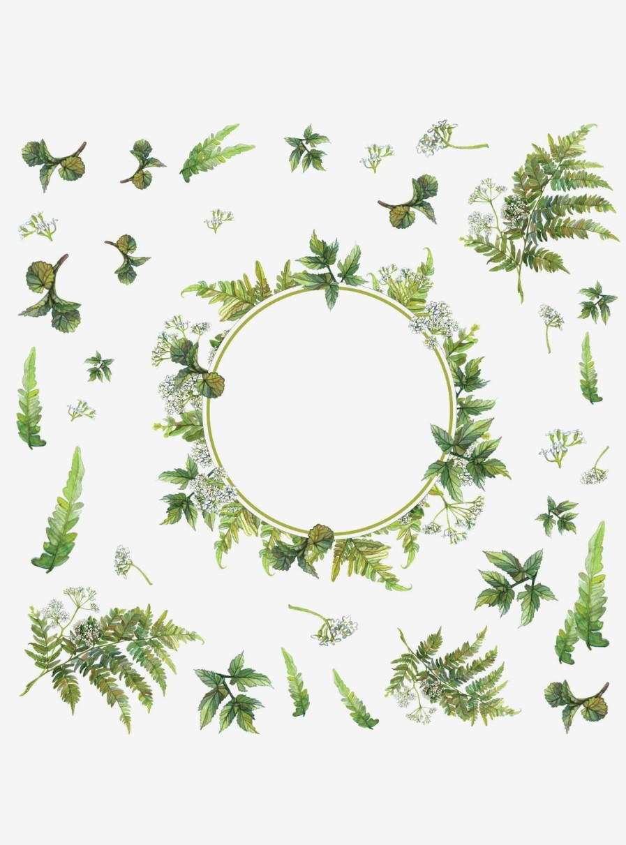 Decor * | Fern Peel & Stick Decals With Circle Mirror Free Delivery