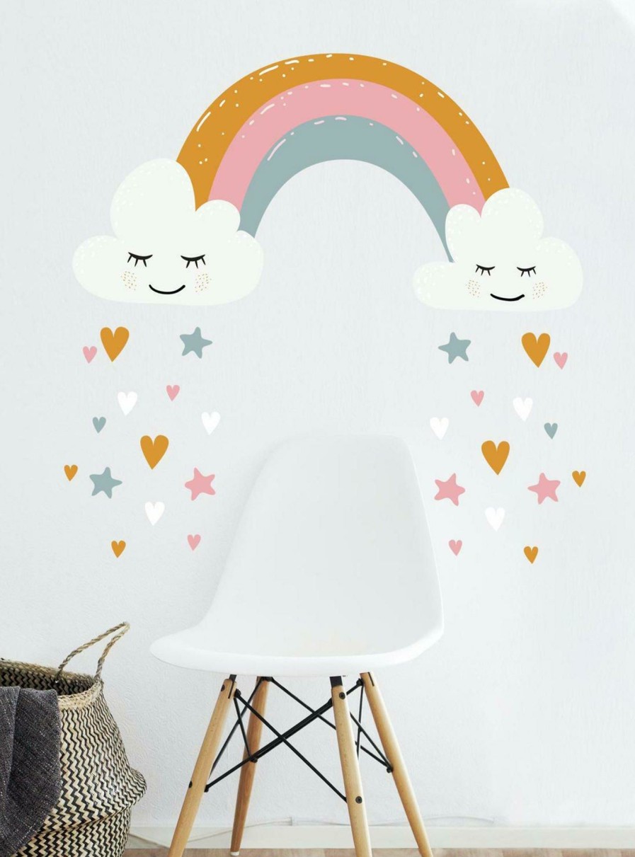 Decor * | Rainbow And Hearts Peel And Stick Giant Wall Decals Best-Selling