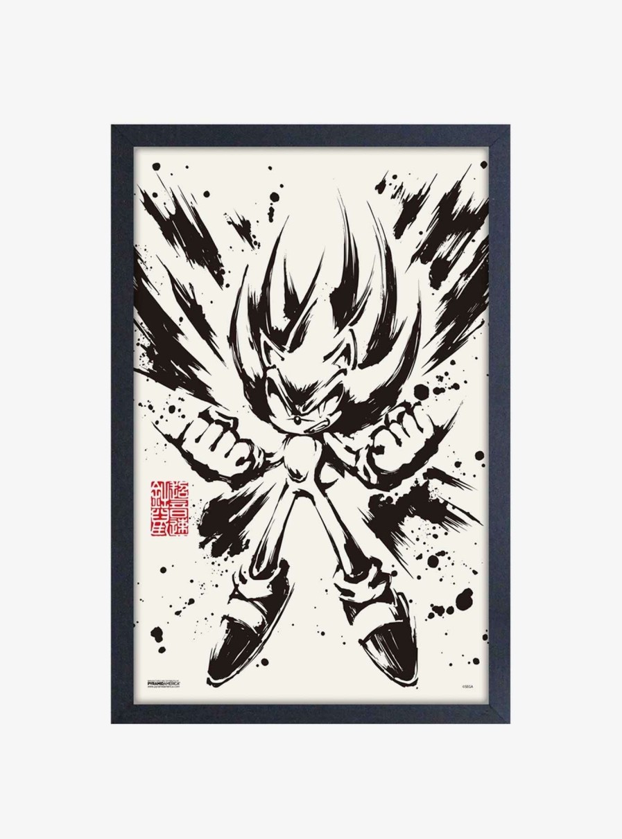 Decor * | Sonic The Hedgehog Inked Super Sonic Framed Wood Wall Art Discount