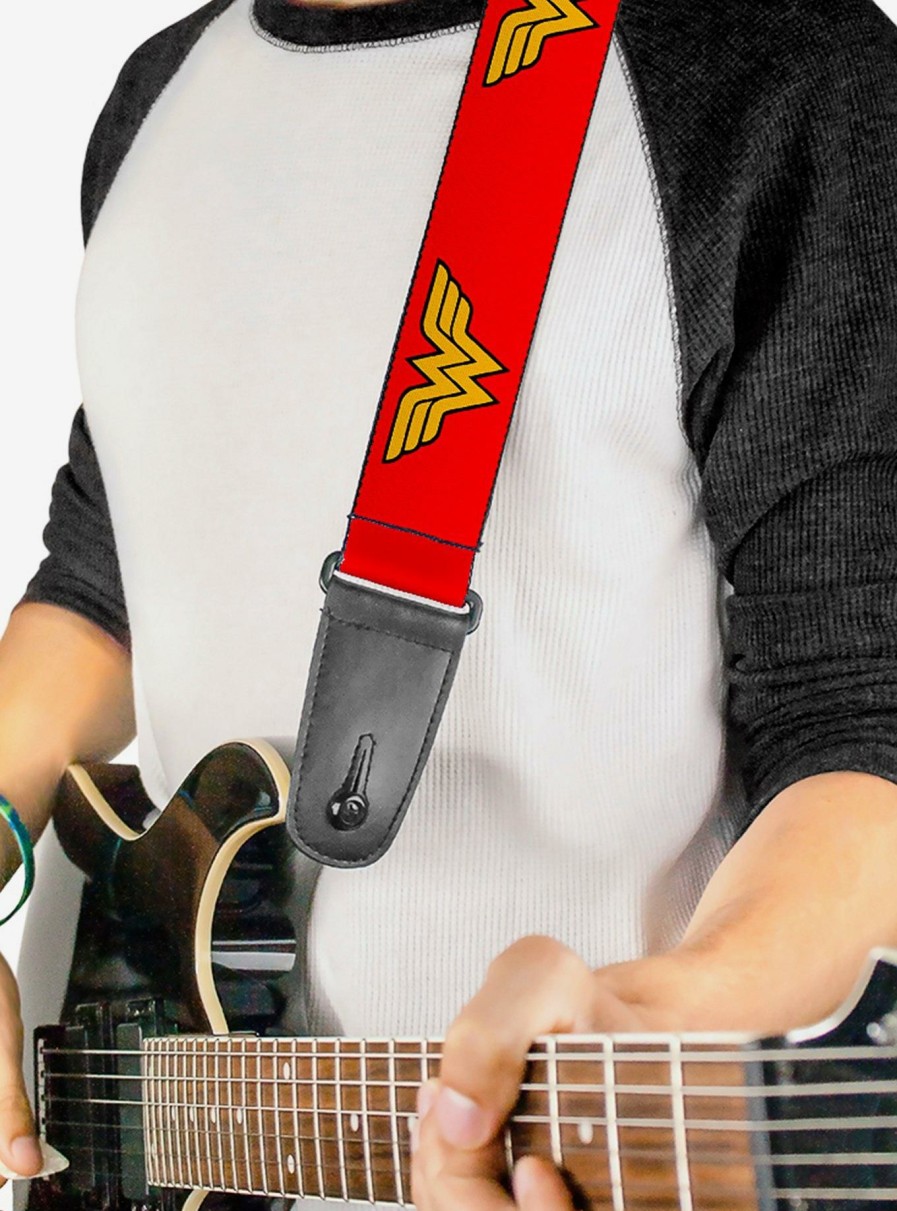 Music * | Dc Comics Wonder Woman Logo Red Guitar Strap Classical