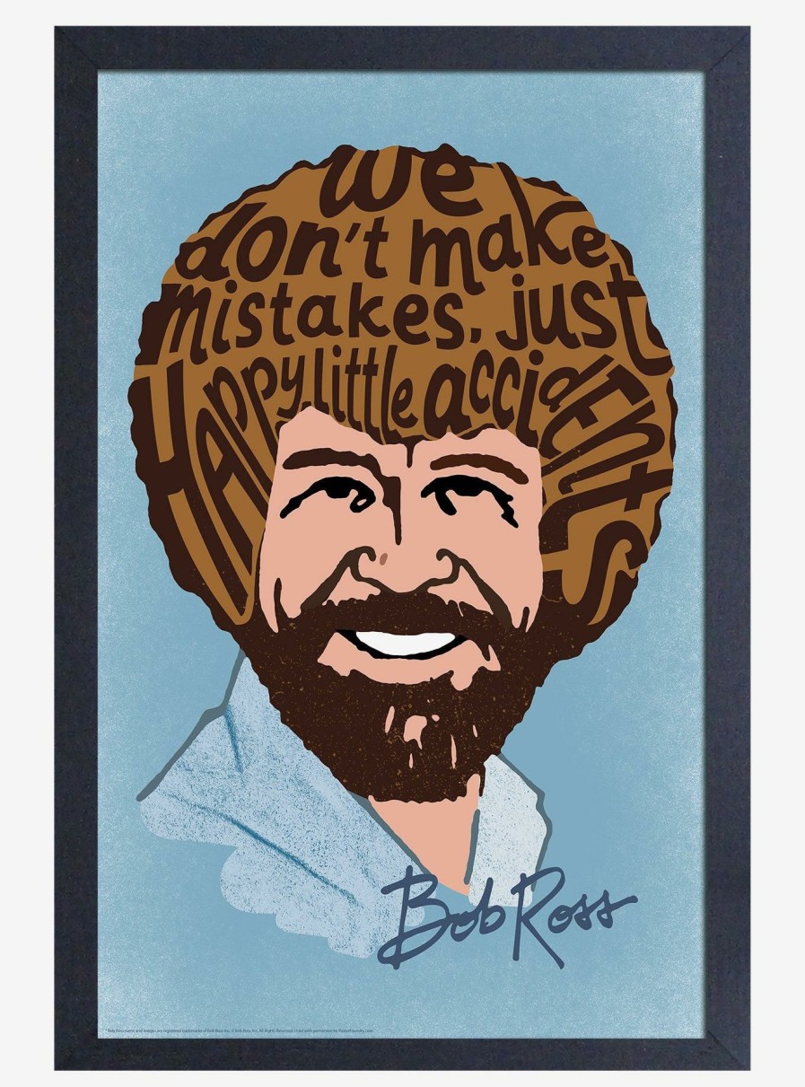 Decor * | Bob Ross Happy Accidents Typography Framed Print Hot Sale