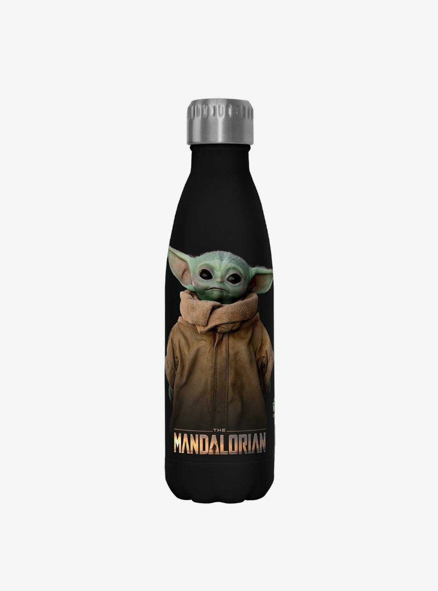 Kitchen * | Star Wars The Mandalorian Full Size Black Stainless Steel Water Bottle Sale Online