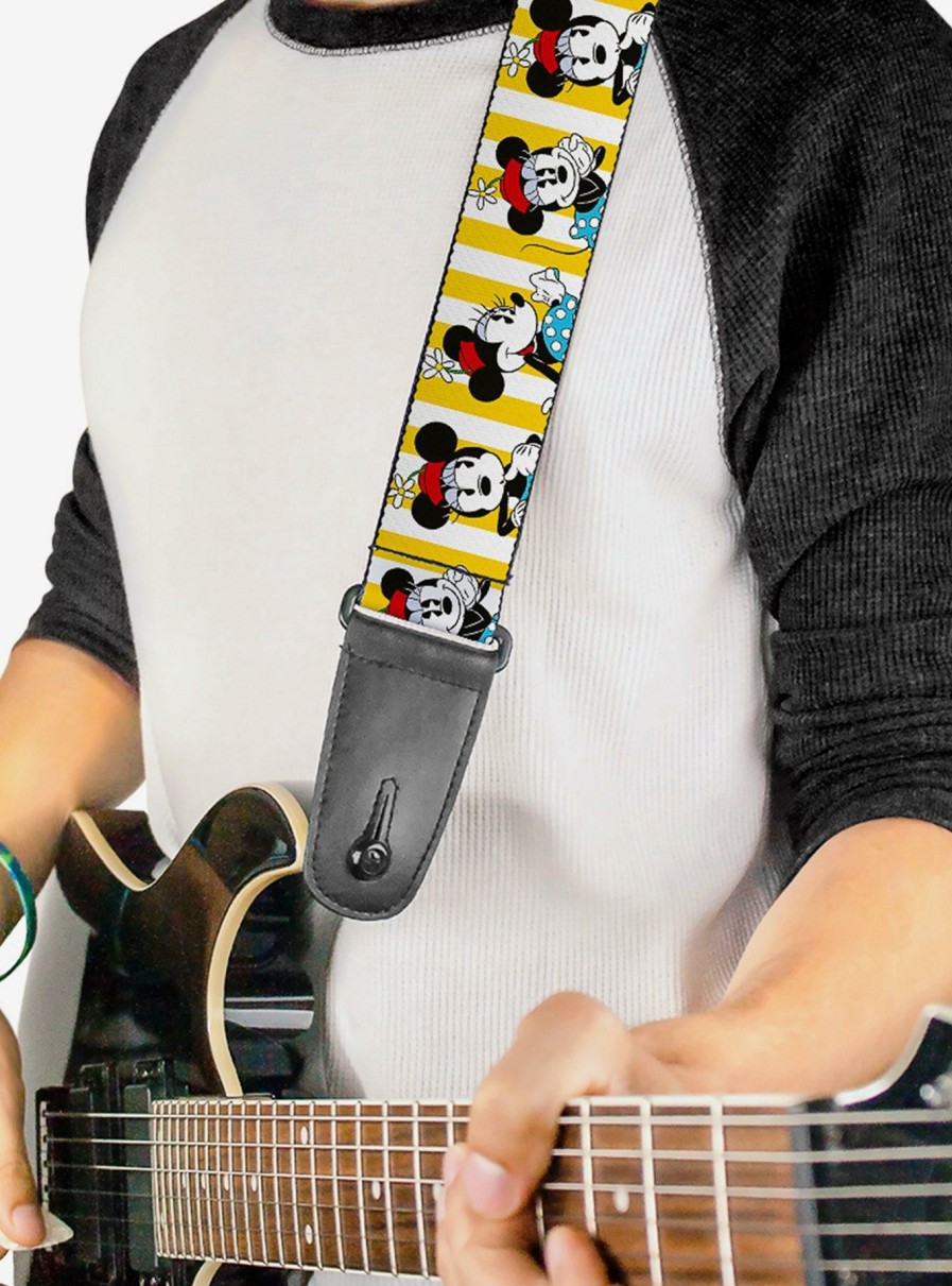 Music * | Disney Minnie Mouse Hat Poses Stripe Guitar Strap Latest