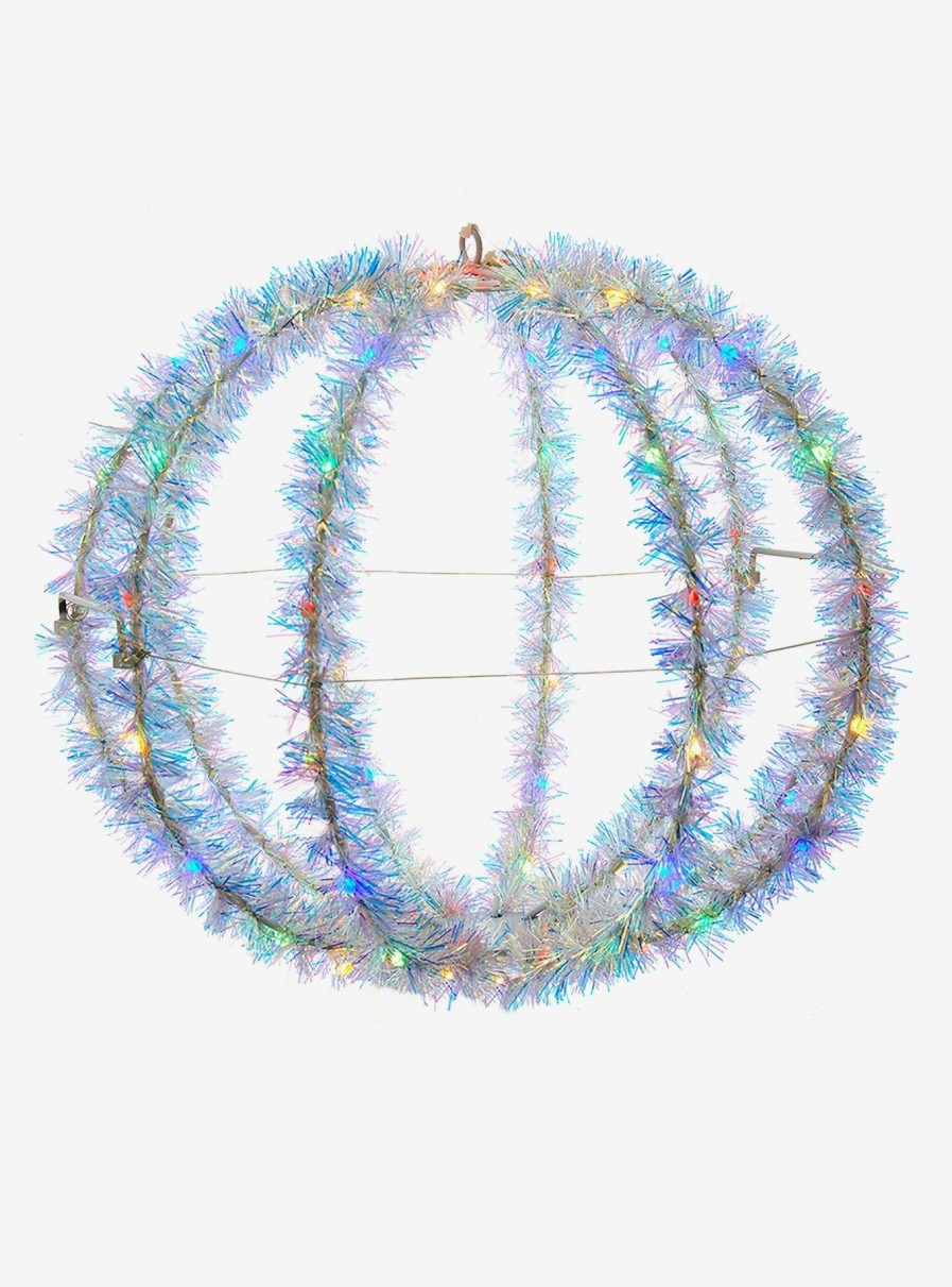 Decor * | Multicolor Led Tinsel Foldable Sphere Fire Sale