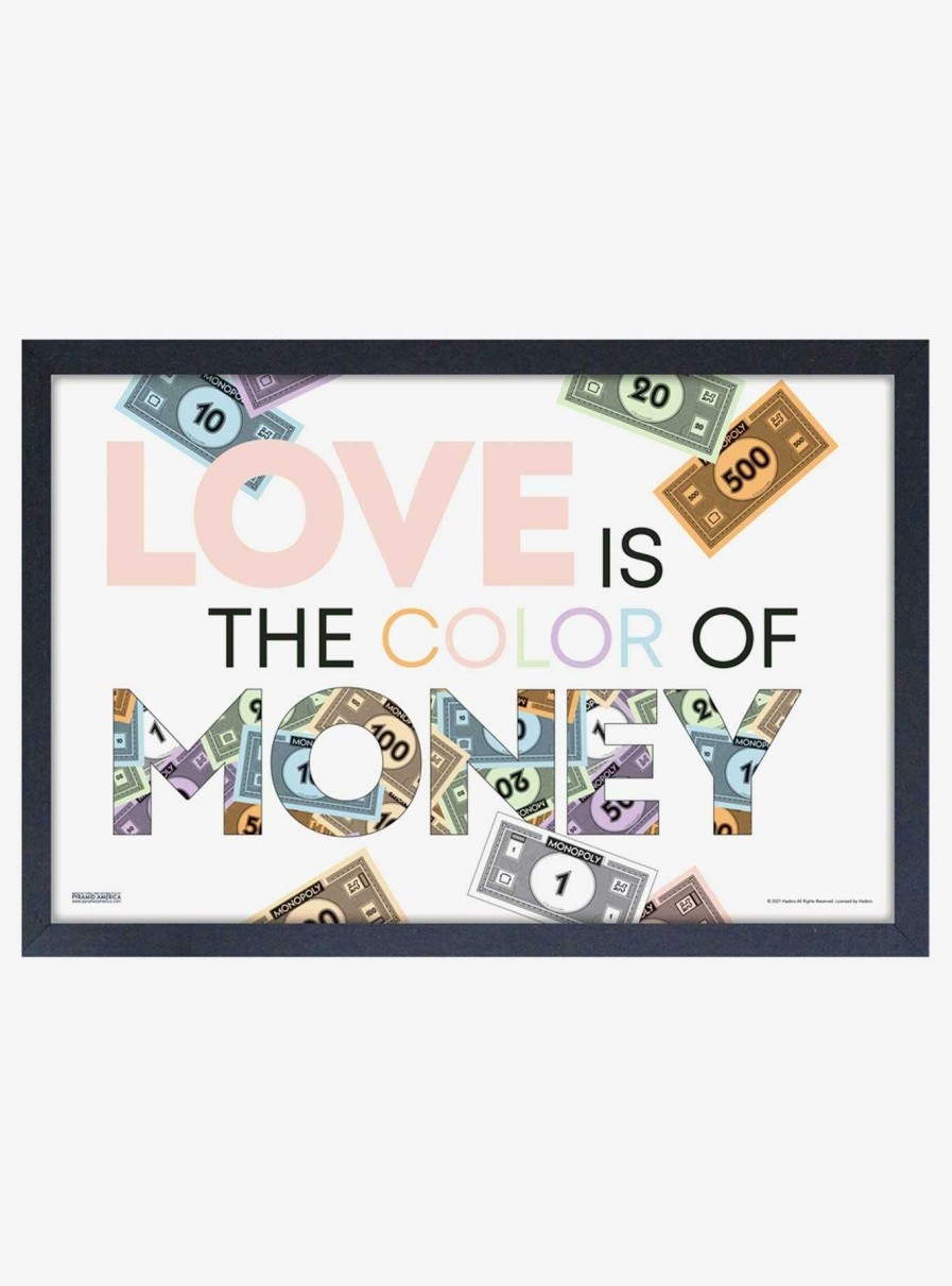 Decor * | Monopoly Love Is The Color Of Money Framed Wood Wall Art Hot Sale