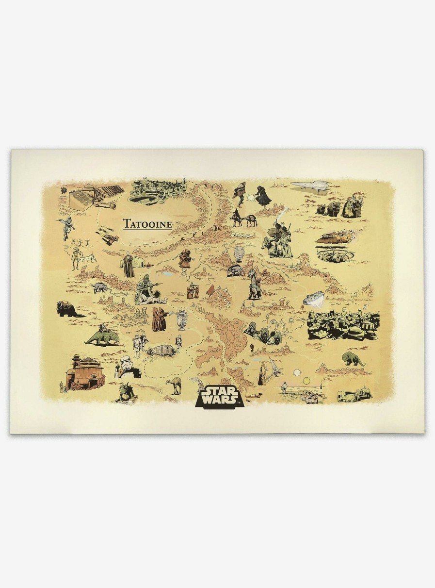 Decor * | Star Wars Tatooine Map Canvas Wall Decor Bargain Sale