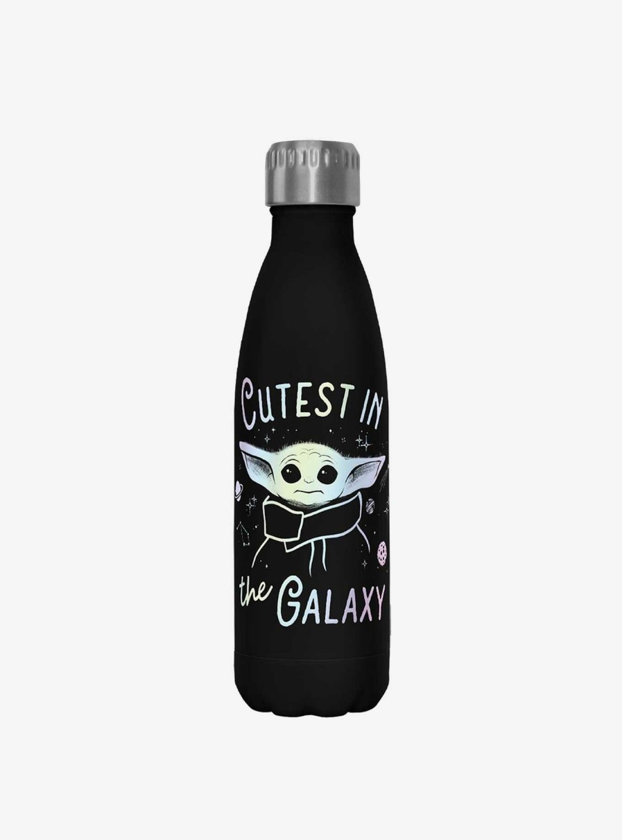 Kitchen * | Star Wars The Mandalorian Cutest In The Galaxy Black Stainless Steel Water Bottle Sale Online