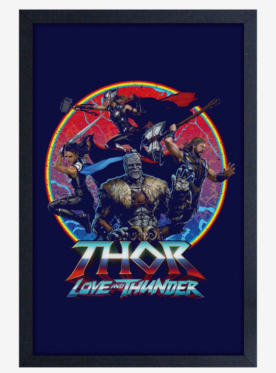 Decor * | Marvel Thor Love And Thunder Squad Framed Wood Poster Sale Online