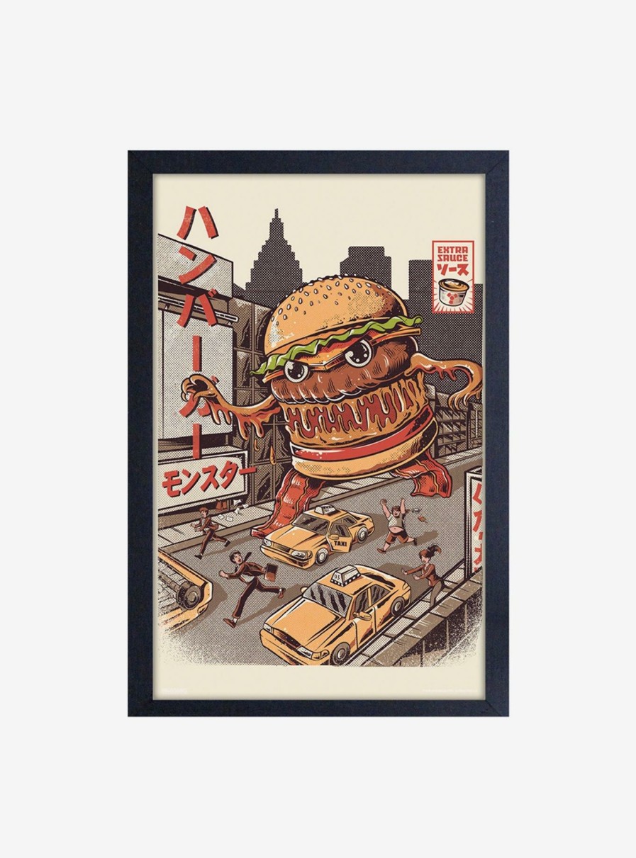 Decor * | Illustrata Burgerzilla Framed Wood Wall Art Latest