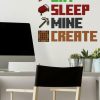 Decor * | Minecraft Eat Sleep Mine Create Peel & Stick Wall Decals New Threads