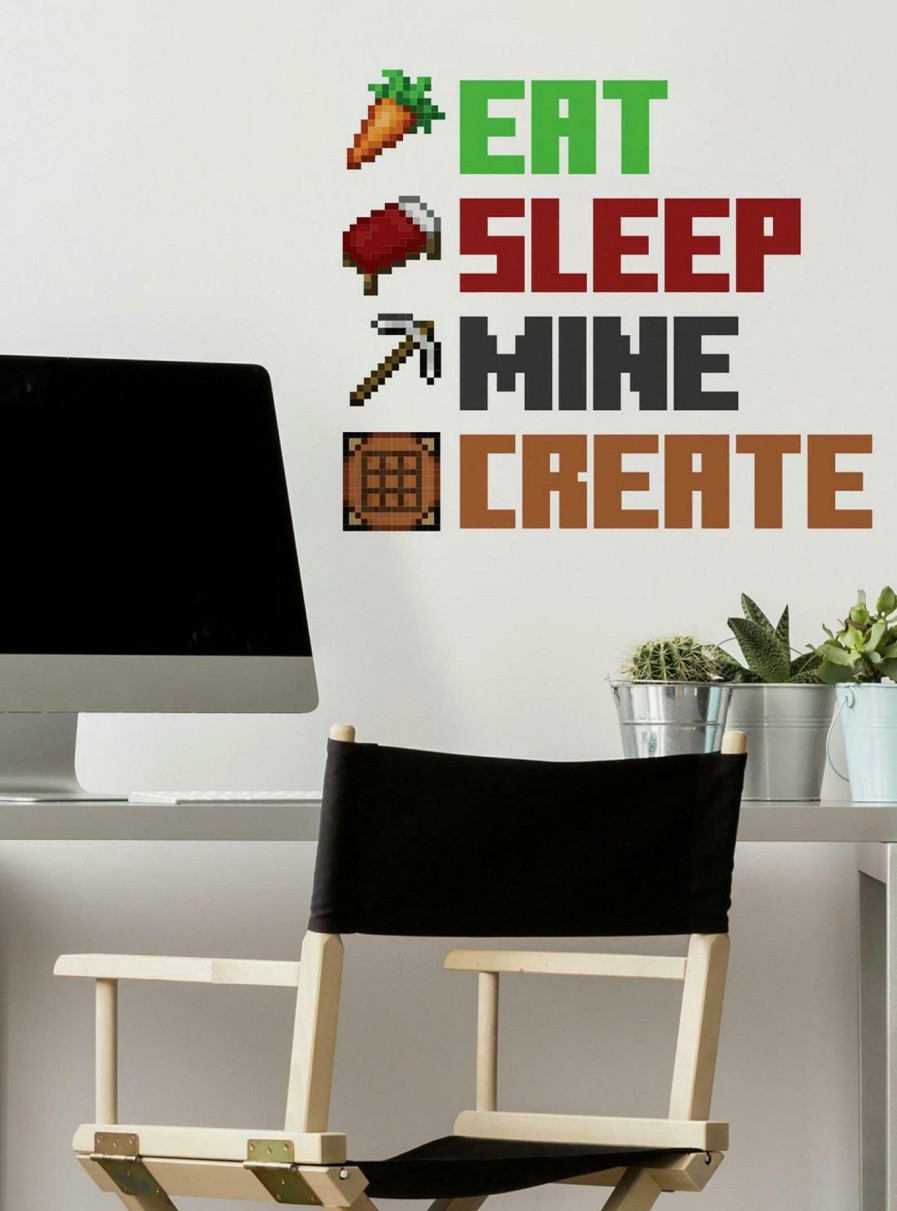 Decor * | Minecraft Eat Sleep Mine Create Peel & Stick Wall Decals New Threads