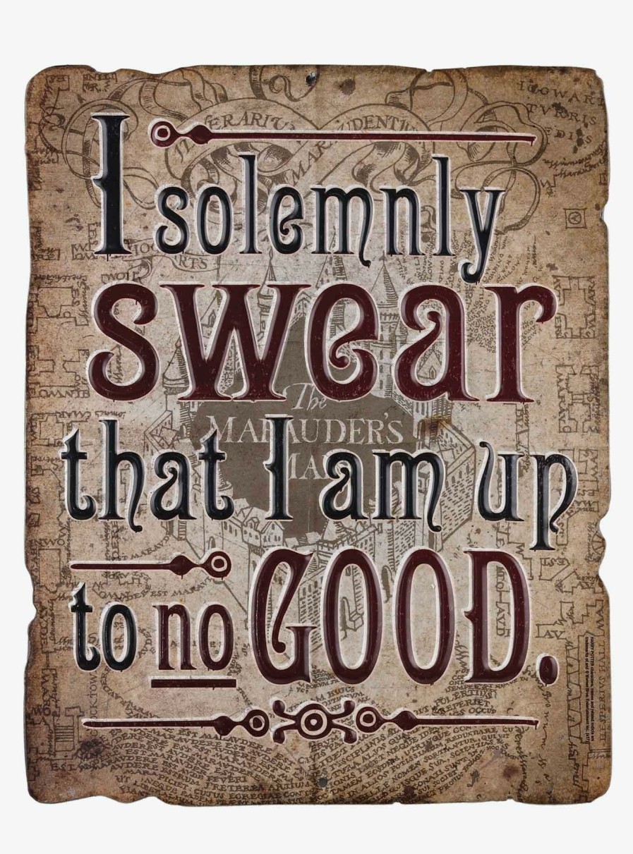 Decor * | Harry Potter "I Solemnly Swear" Embossed Sign Best-Selling