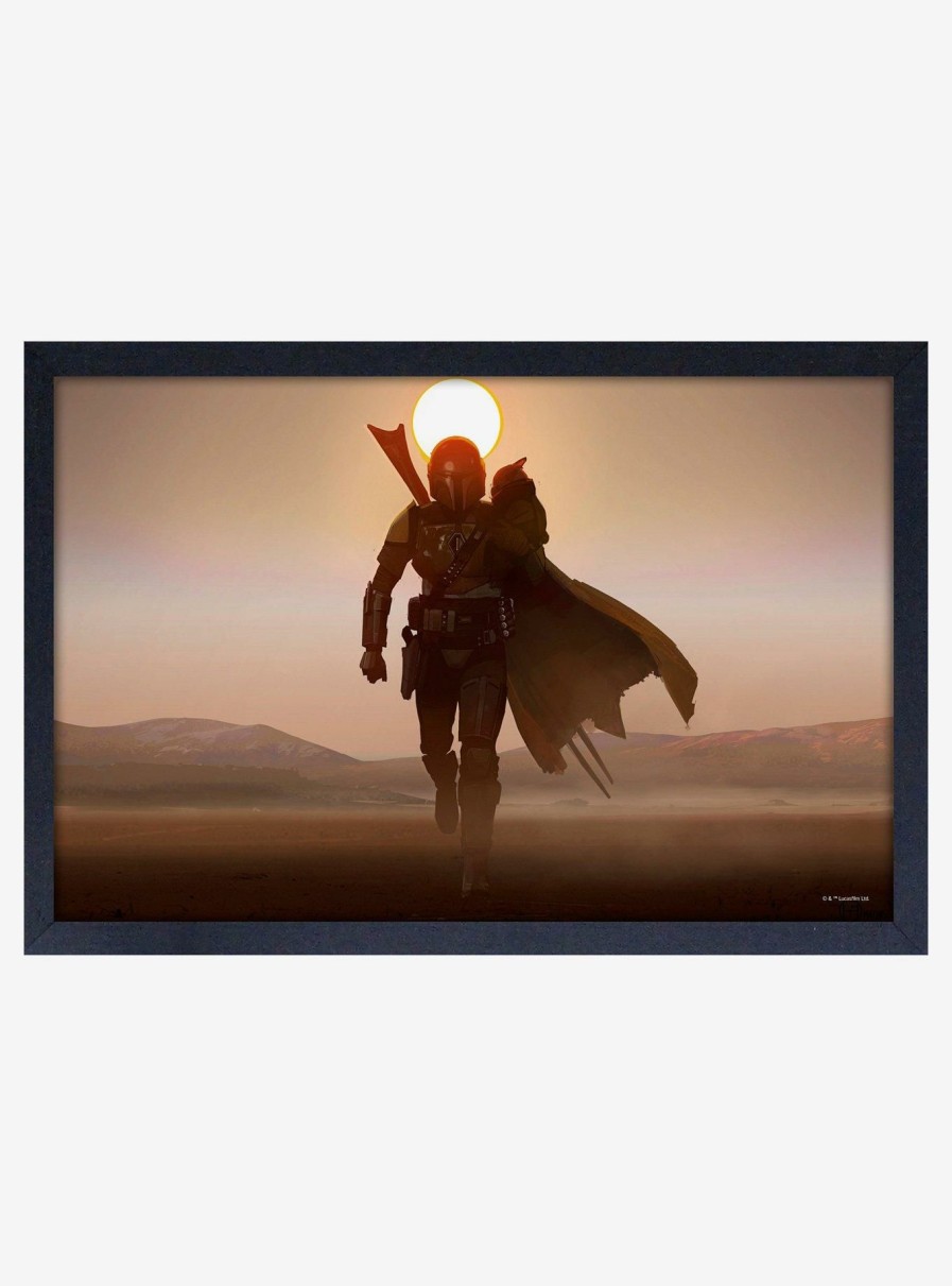 Decor * | Star Wars Boba Fett Mando Desert Framed Wood Poster Best-Selling