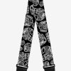 Music * | The Dust Of Living Ii Sugar Skulls Black White Guitar Strap Less Expensive