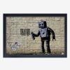 Decor * | Banksy Barcode Robot Framed Wood Wall Art Bargain Sale