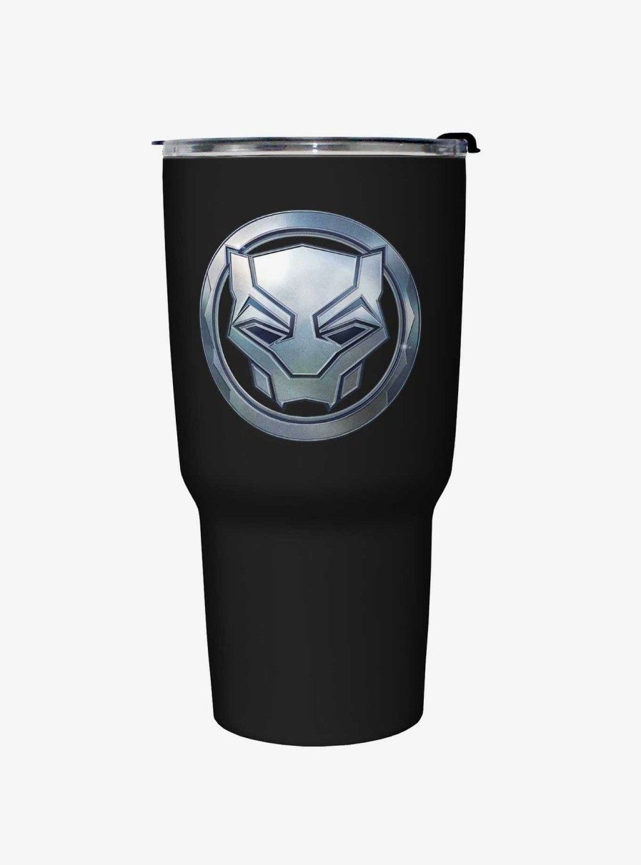 Kitchen * | Marvel Black Panther Chrome Emblem Travel Mug Latest